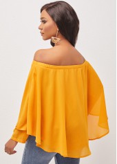 Off Shoulder Asymmetric Hem Ginger Layered Blouse