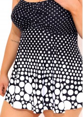 Black Cross Front Plus Size Polka Dot Swimdress Top-No Bottom