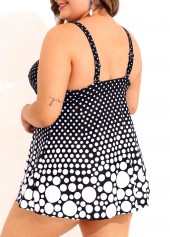 Black Cross Front Plus Size Polka Dot Swimdress Top-No Bottom