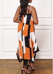 Sleeveless Asymmetric Hem Contrast Stitch T Shirt