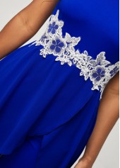 V Back Royal Blue Faux Two Piece Jumpsuit