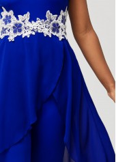 V Back Royal Blue Faux Two Piece Jumpsuit