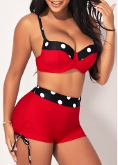 High Waisted Red Polka Dot Bikini Set