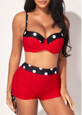 High Waisted Red Polka Dot Bikini Set