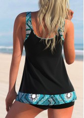Tribal Print Mesh Black Tankini Top-No Bottom