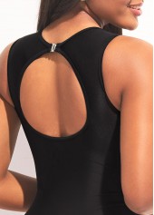 Black Lace Stitching Flounce One Piece Swimwear