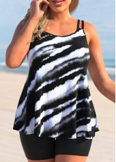 Color Block Tie Dye Print Plus Size Tankini Top-No Bottom