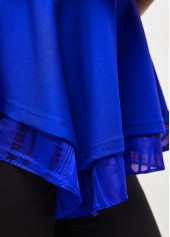Layered Ruffle Hem Sleeveless Royal Blue T Shirt