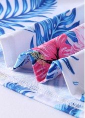 Sleeveless Floral and Leaf Print White Dress