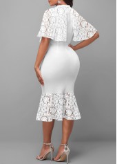 White Shawl and Sleeveless Lace Patchwork Dress