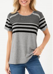 Light Grey Eyelet Striped T Shirt