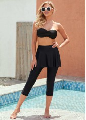 Black High Waisted Elastic Detail Pantskirt