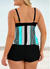 Cyan Plus Size Geometric Print Tankini Top-No Bottom
