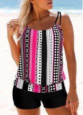 Double Straps Hot Pink Polka Dot Tankini Top-No Bottom