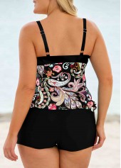 Multi Color Paisley Print Plus Size Tankini Top-No Bottom