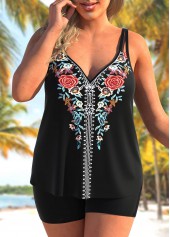 Double Straps Tribal Print Multi Color Tankini Top-No Bottom