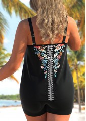 Double Straps Tribal Print Multi Color Tankini Top-No Bottom