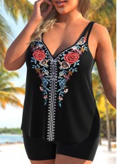 Double Straps Tribal Print Multi Color Tankini Top-No Bottom