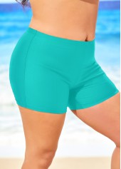 Plus Size Skinny Cyan Mid Waist Swim Shorts