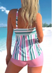 Striped Pink Wide Strap Tankini Set