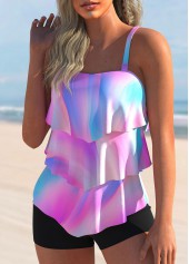 Ombre Layered Hem Multi Color Tankini Top-No Bottom
