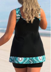 Tribal Print Mesh Black Tankini Top-No Bottom