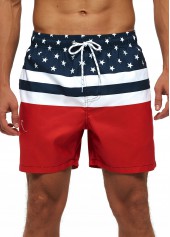 American Flag Print Pockets Swim Trunks for Men