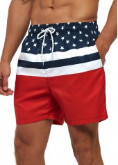 American Flag Print Pockets Swim Trunks for Men