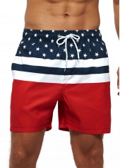 American Flag Print Pockets Swim Trunks for Men