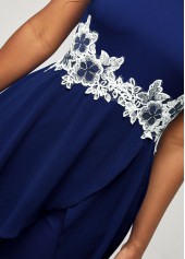 Lace Stitching Faux Two Piece Navy Blue Jumpsuit