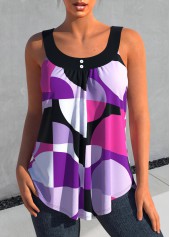 Printed Multi Color Round Neck Tank Top