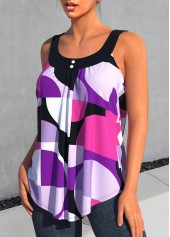 Printed Multi Color Round Neck Tank Top