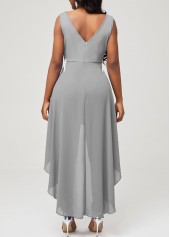 Lace Stitching Faux Two Piece Grey Jumpsuit