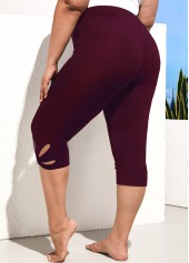 Wine Red Petal Shape Hollow Plus Size Shorts