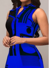 Geometric Print Pocket Royal Blue Jumpsuit