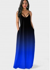 Ombre Pocket Sapphire Blue Maxi Dress