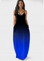 Ombre Pocket Sapphire Blue Maxi Dress