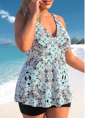 Multi Color Tribal Print Plus Size Swimdress Top-No Bottom