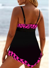 Rose Red Geometric Print Lace Up Swimdress Top-No Bottom