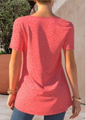 Button Detail Short Sleeve Pink T Shirt