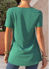Button Detail Short Sleeve Turquoise T Shirt