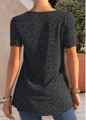 Button Detail Short Sleeve Dark Grey T Shirt