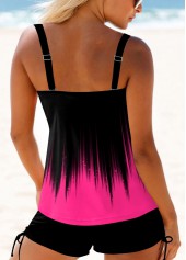 Ombre Cross Front Rose Red Tankini Top-No Bottom