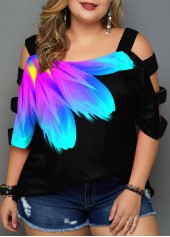 Colorful Floral Print Plus Size T Shirt