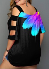 Colorful Floral Print Plus Size T Shirt