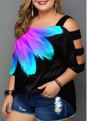 Colorful Floral Print Plus Size T Shirt