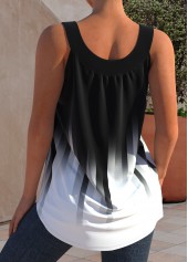 Black Ombre Wide Strap Decorative Button Tank Top