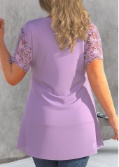 Plus Size Light Purple Embroidered T Shirt