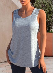 Lace Patchwork Grey Marl Tank Top