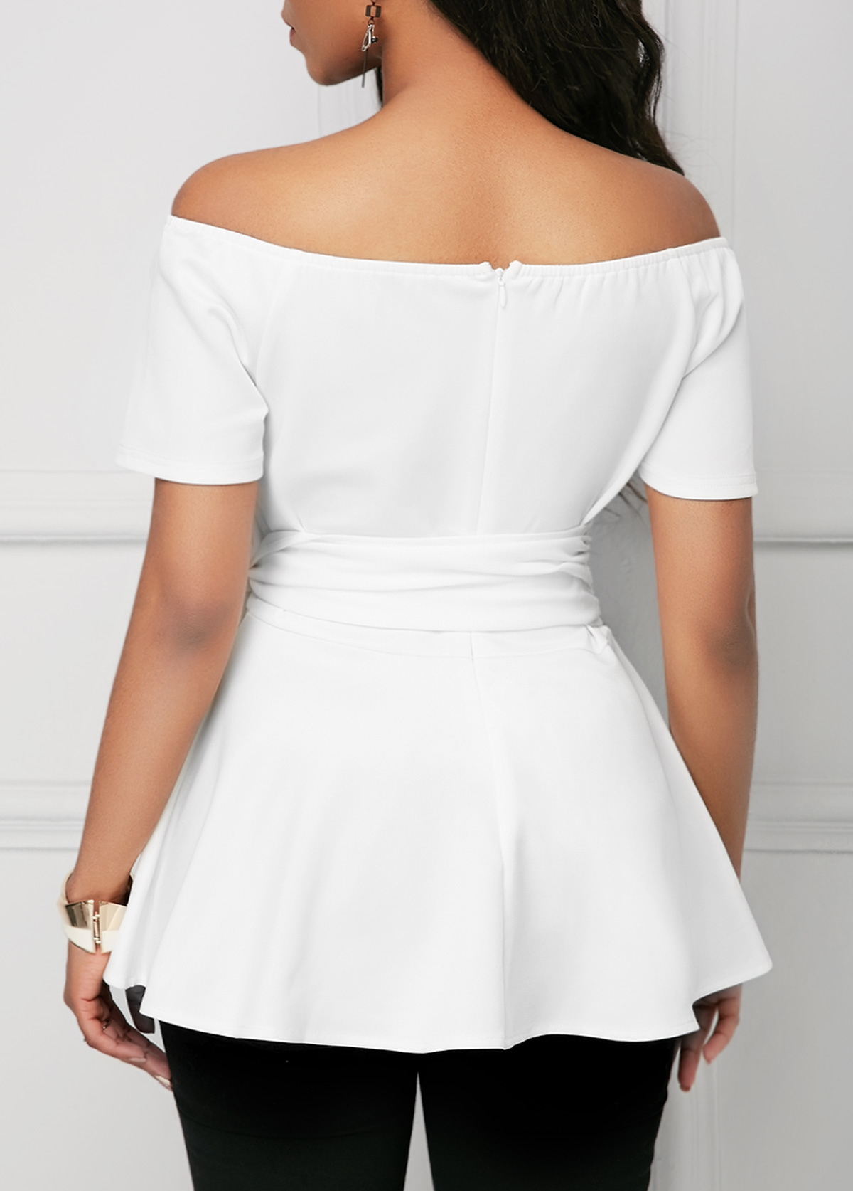 Tie Side Off the Shoulder White Blouse